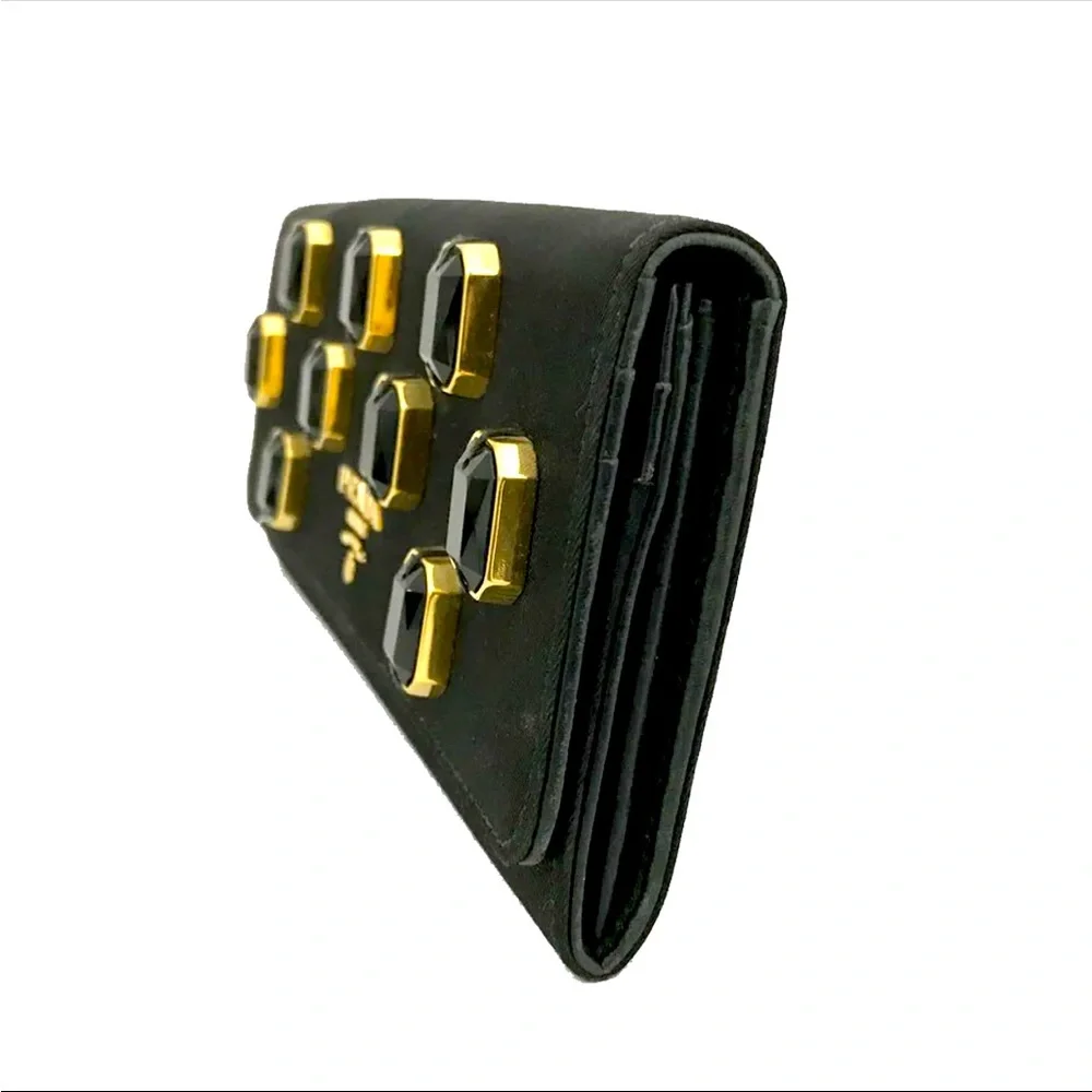 Authentic Rare PRADA Gorgeous black Tessuto Pietre Jeweled wallet - Picture 3 of 9